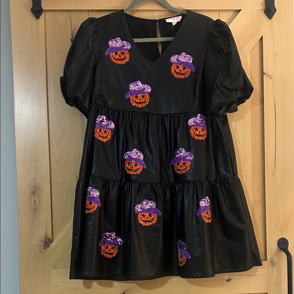 Faux Leather Pumpkin Dress- Size M